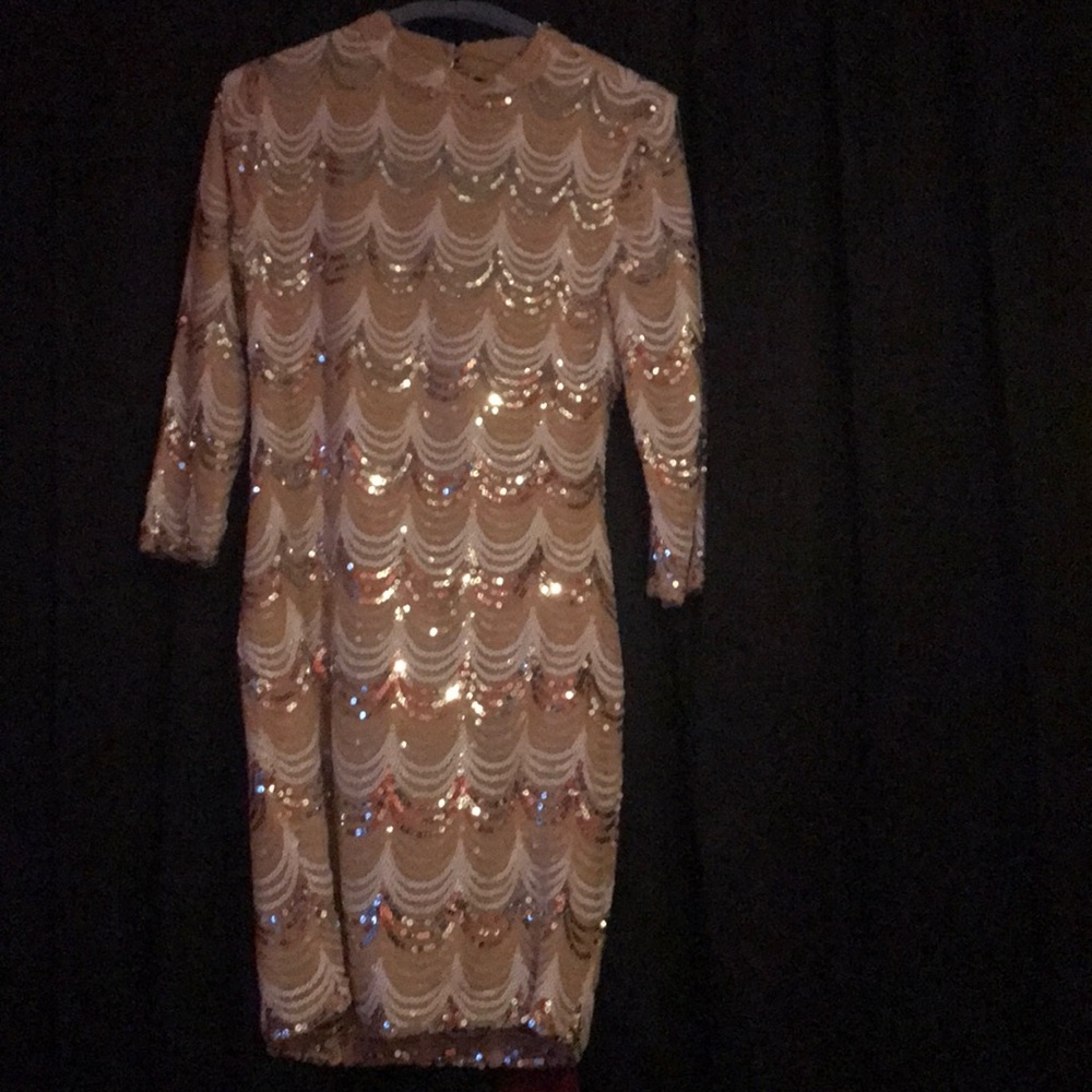 beige sparkly dress
